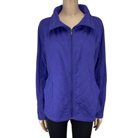 COLUMBIA VTG Spring Fleece Athletic Purple/blue Lilac Zip Up Jacket Coat Soft L - Picture 6 of 8